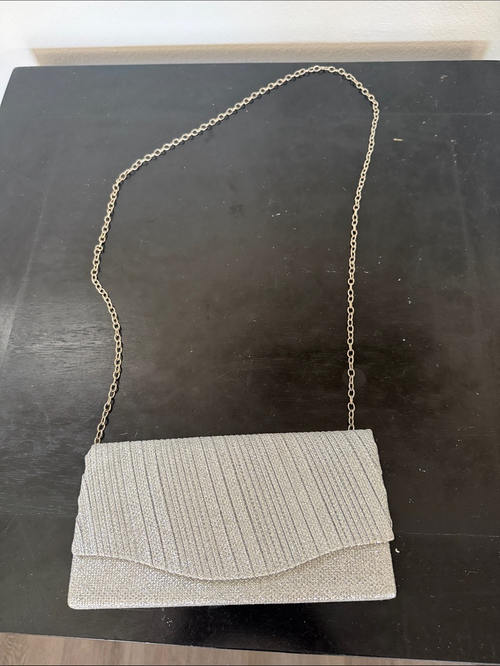 Silver Glitter Evening Chain-Clutch